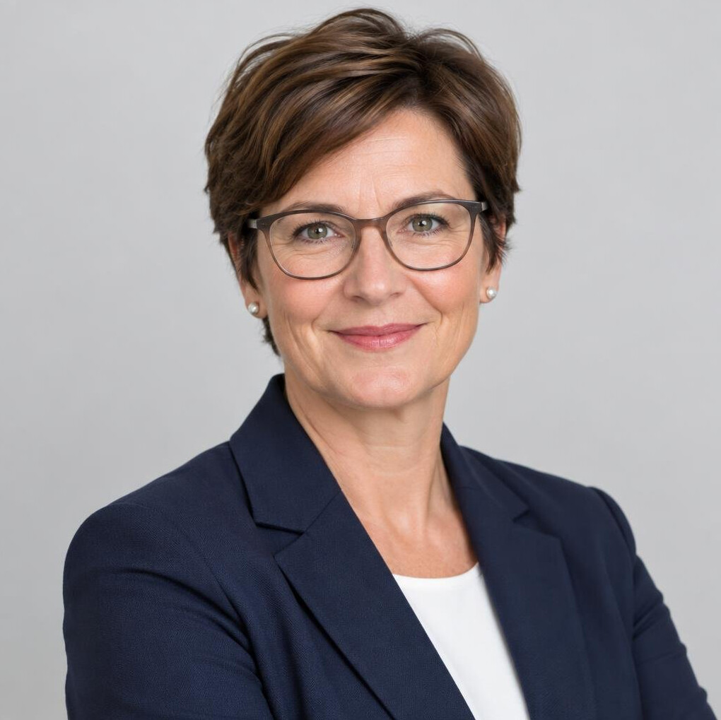 Portrait of a German woman research director with glasses
